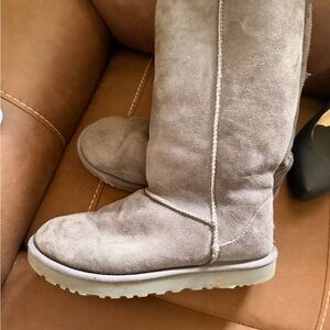 Women's Gray Tall UGG Suede Boots
